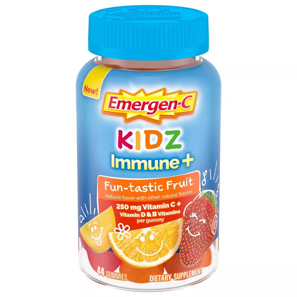 Emergen-C Kidz Immune+ Multivitamínico en Gomitas con vitamina C, B y D - Sabores Frutales - 44 Unidades